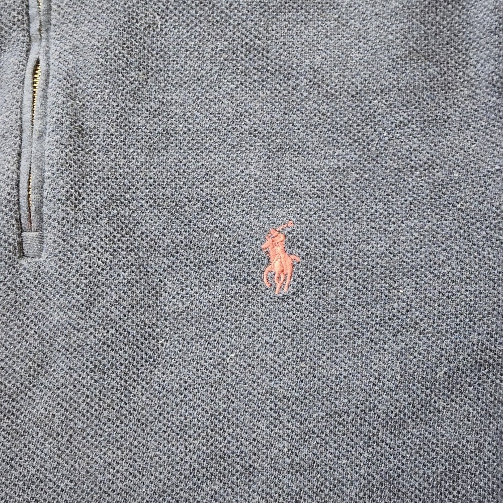 Polo Ralph Lauren Sweater Mens Medium Blue 1/4 Zip Pima Cotton Elbow Patch - Picture 4 of 8
